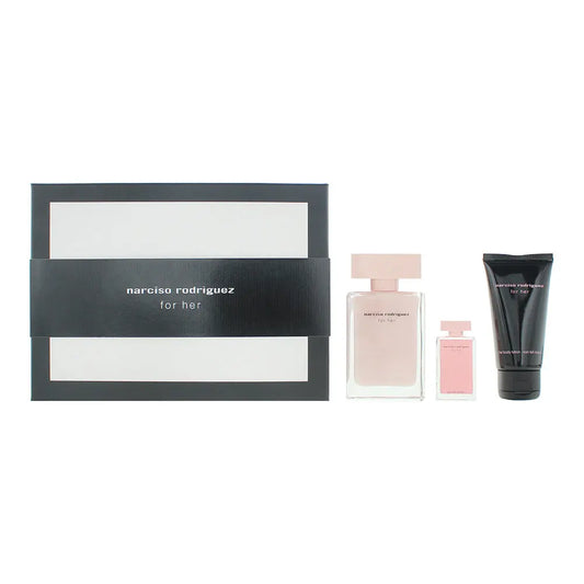 Narciso Rodriguez For Her 3 Piece Gift Set: Eau de Parfum 50ml - Eau de Parfum 7.5ml - Body Lotion 50ml Narciso Rodriguez