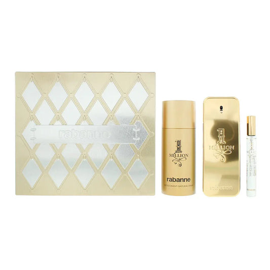 Rabanne 1 Million 3 Piece Gift Set: Eau De Toilette 100ml - Eau De Toilette 10ml - Deodorant Spray 150ml 1 Million