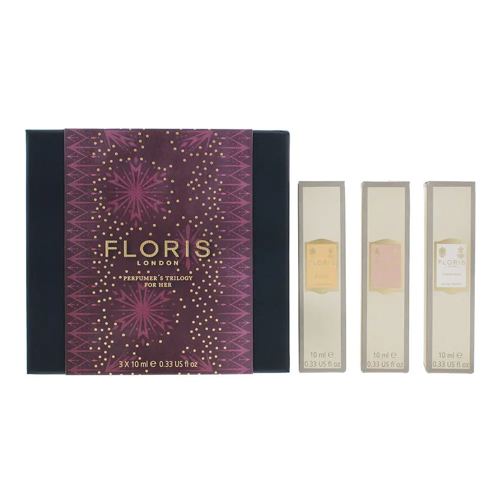 Floris 3 Piece Gift Set: Eau de Toilette 3 x 10ml -  White Rose- Lily - Bouquet Scent Global