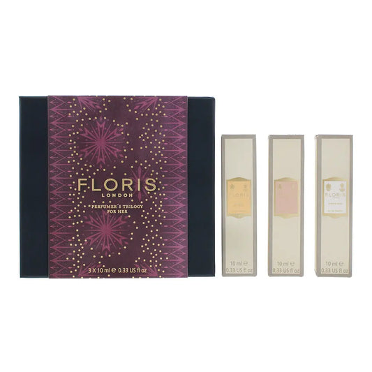 Floris 3 Piece Gift Set: Eau de Toilette 3 x 10ml -  White Rose- Lily - Bouquet Scent Global