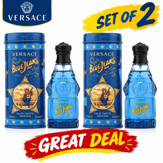 Versace Blue Jeans Eau de Toilette 75ml x 2 Men's Perfume Duo Set Versace