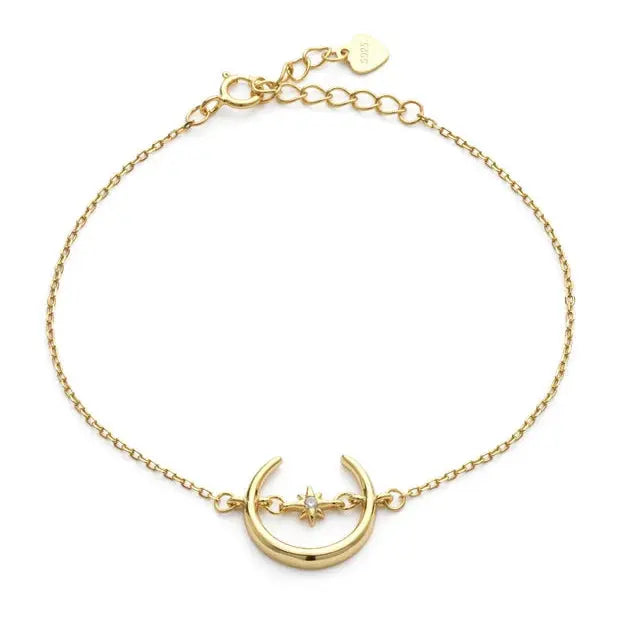Elk & Bloom 14k Gold Crescent Moon and Star Bracelet Elk & Bloom