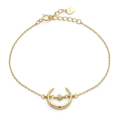 Elk & Bloom 14k Gold Crescent Moon and Star Bracelet Elk & Bloom
