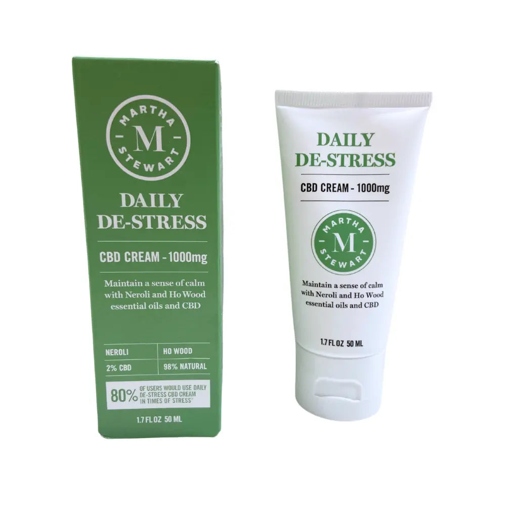 Martha Stewart Daily De-Stress CBD Cream 1000mg 50ml with Neroli & Ho Wood Martha Stewart