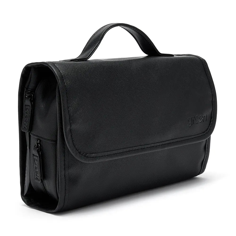 'Emma' 3 in 1 Hanging Wash Bag in Black Victoria Green