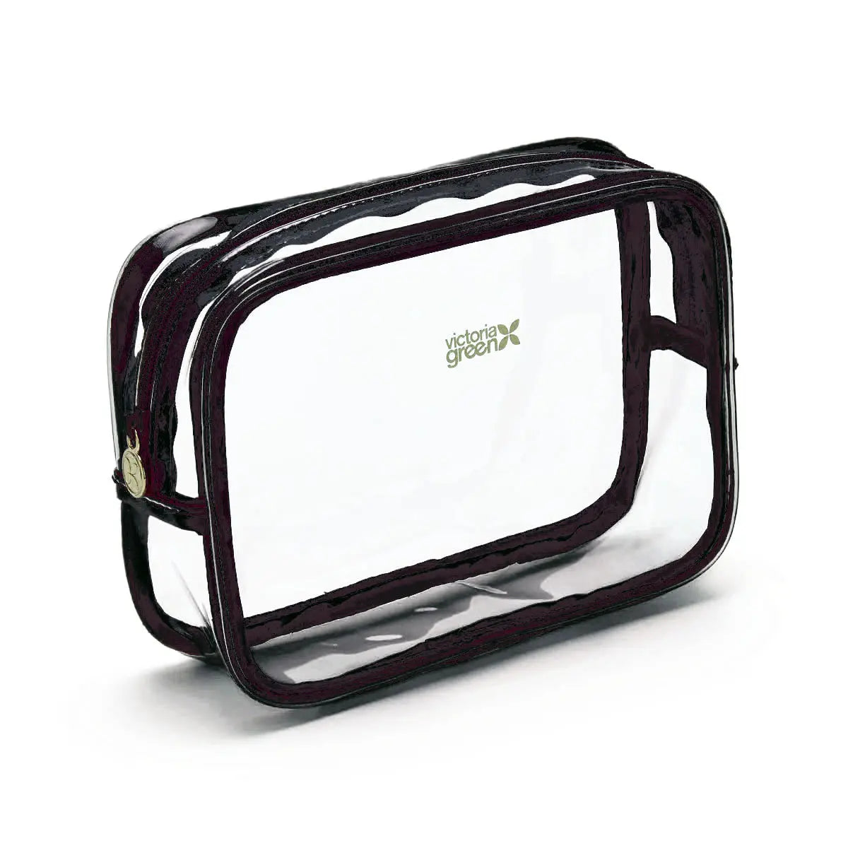 Small Clear Beauty Kit Case - Black Edge Victoria Green