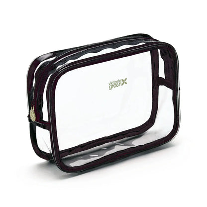 Small Clear Beauty Kit Case - Black Edge Victoria Green