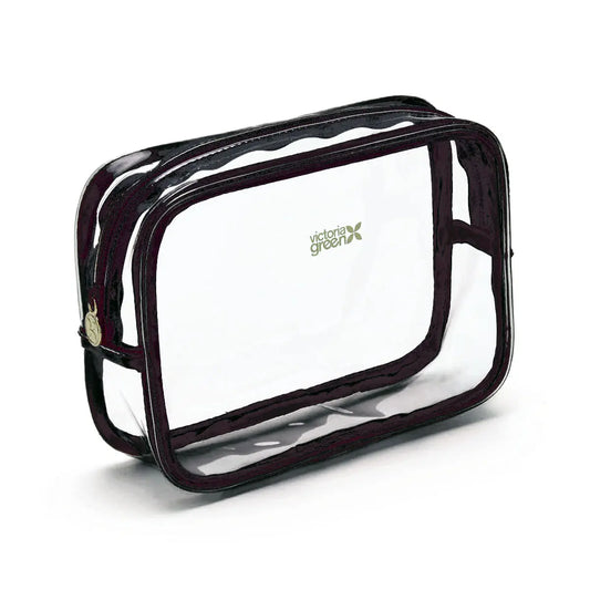 Small Clear Beauty Kit Case - Black Edge Victoria Green