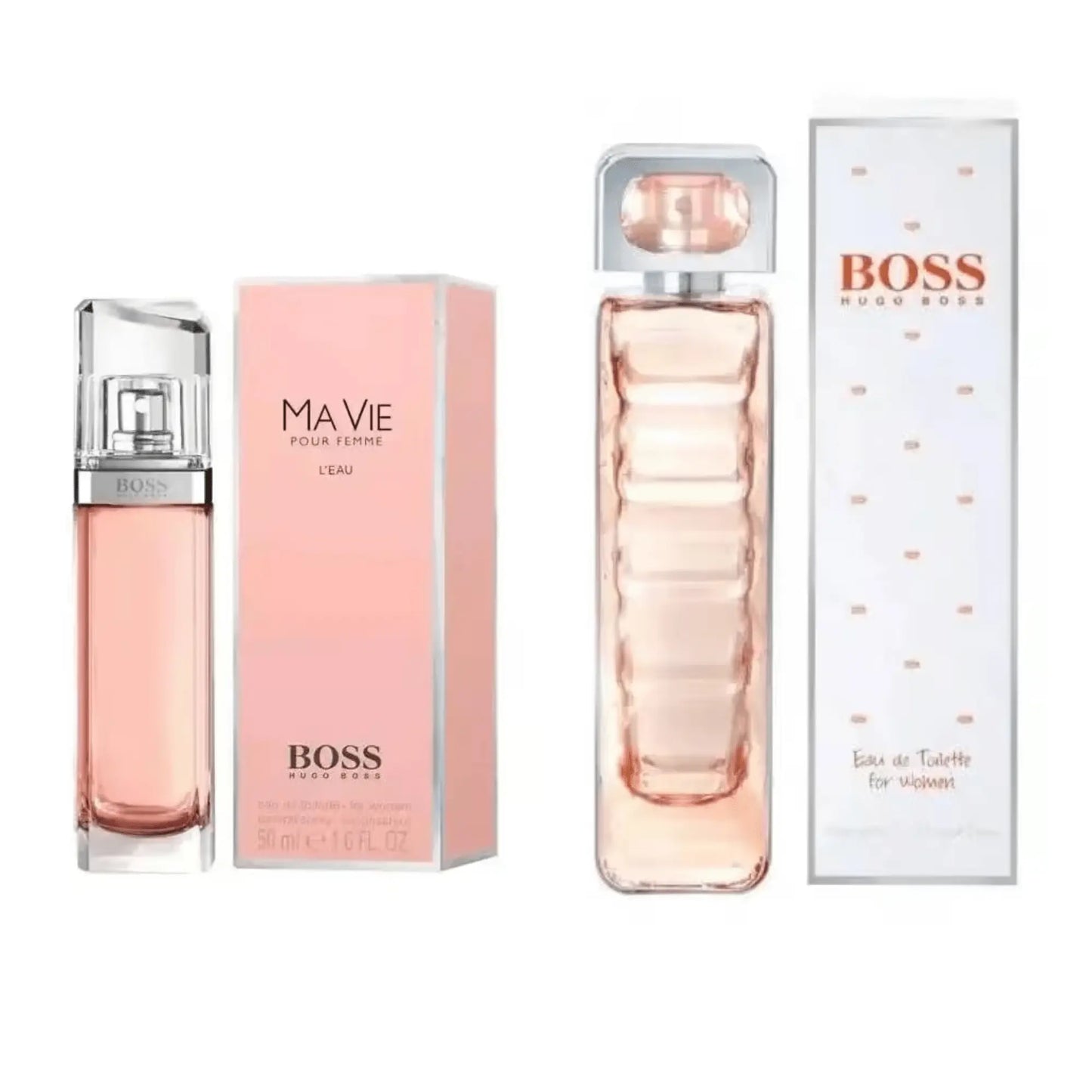 Hugo Boss BOSS Orange Eau de Toilette Spray 75ml & Ma Vie Pour Femme L'Eau Eau de Toilette Spray 50ml Women's Luxury Fragrance Gift Set Warm Floral Fruity Fresh Feminine EDT Perfume Bundle for Women Hugo Boss