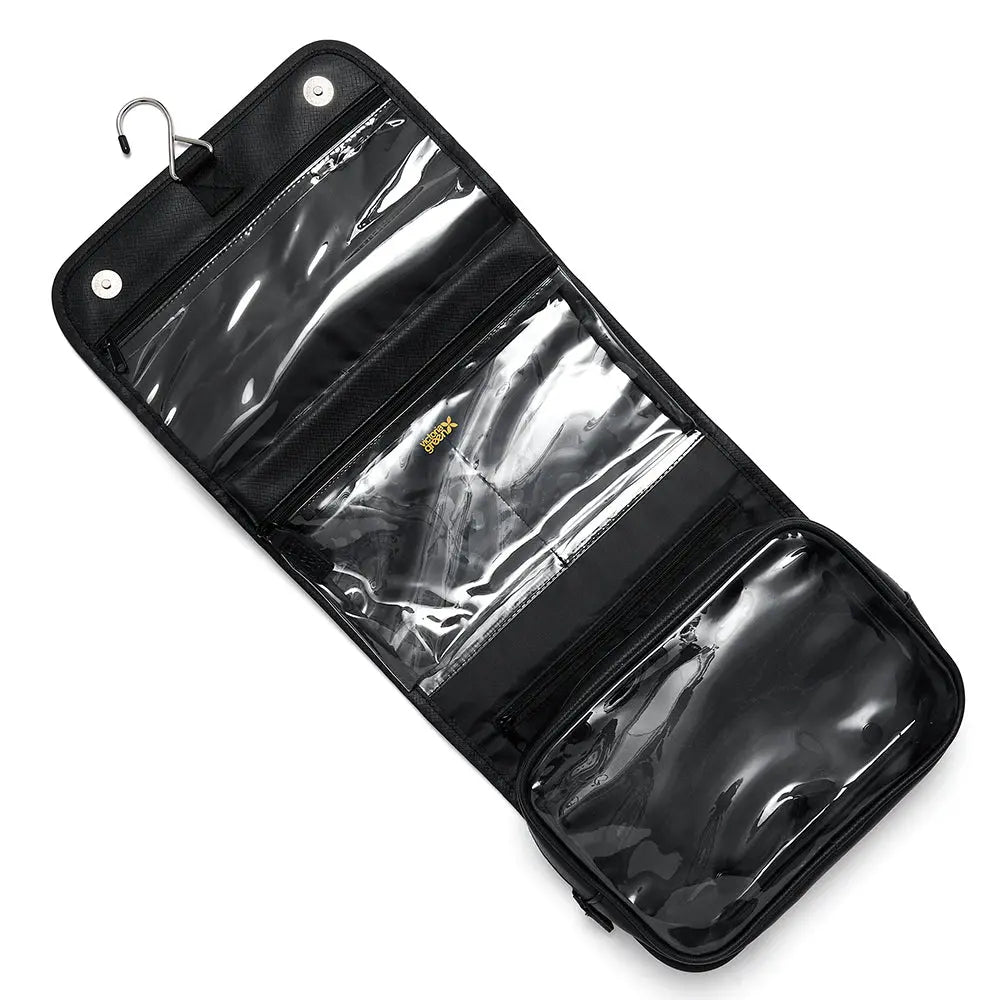 'Emma' 3 in 1 Hanging Wash Bag in Black Victoria Green