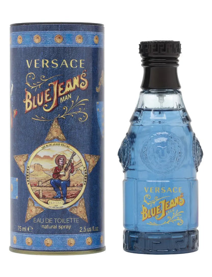 Versace Red Jeans Eau de Toilette Spray 75ml for Her & Versace Blue Jeans Eau de Toilette 75ml for Men His & Hers Fragrance Duo Gift Set | Iconic Versace Couple Perfume Bundle Versace