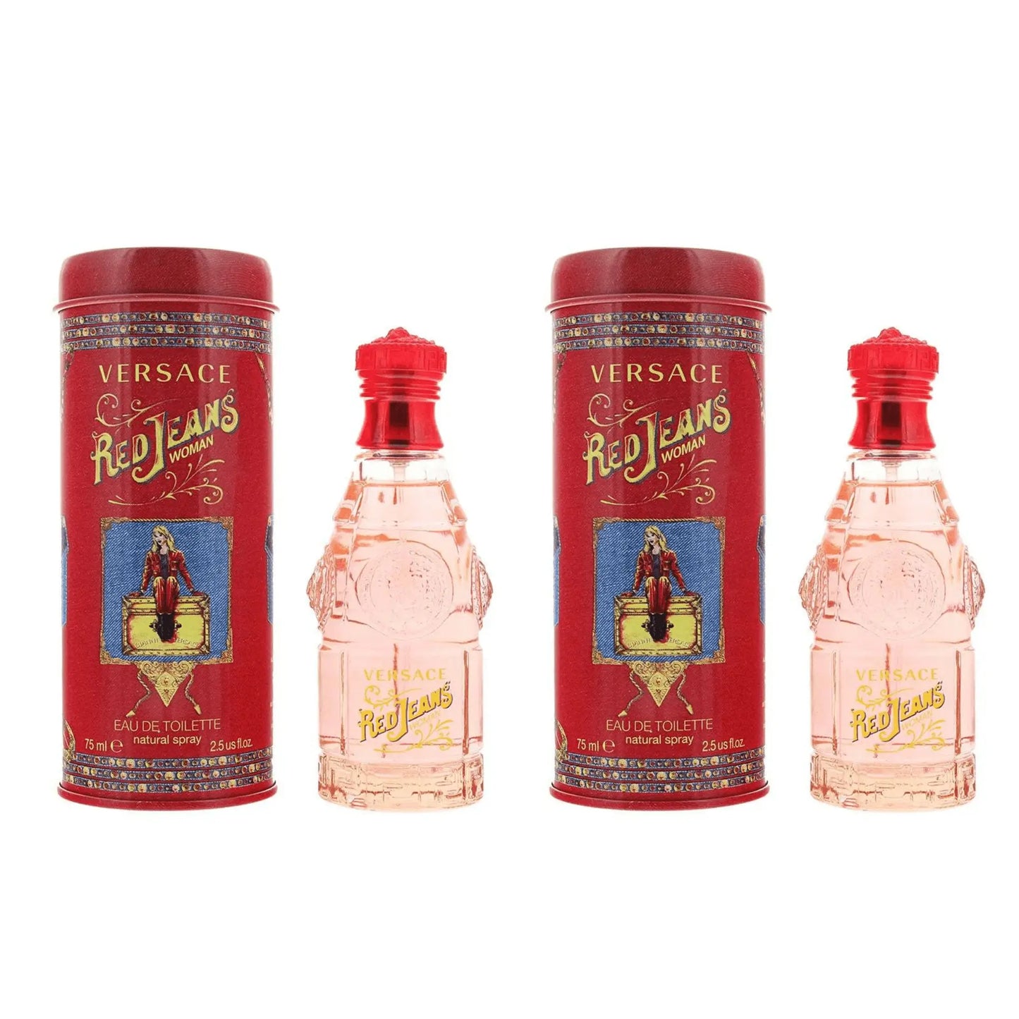 Versace Red Jeans Eau de Toilette Spray 75ml for Her 2 packs Versace
