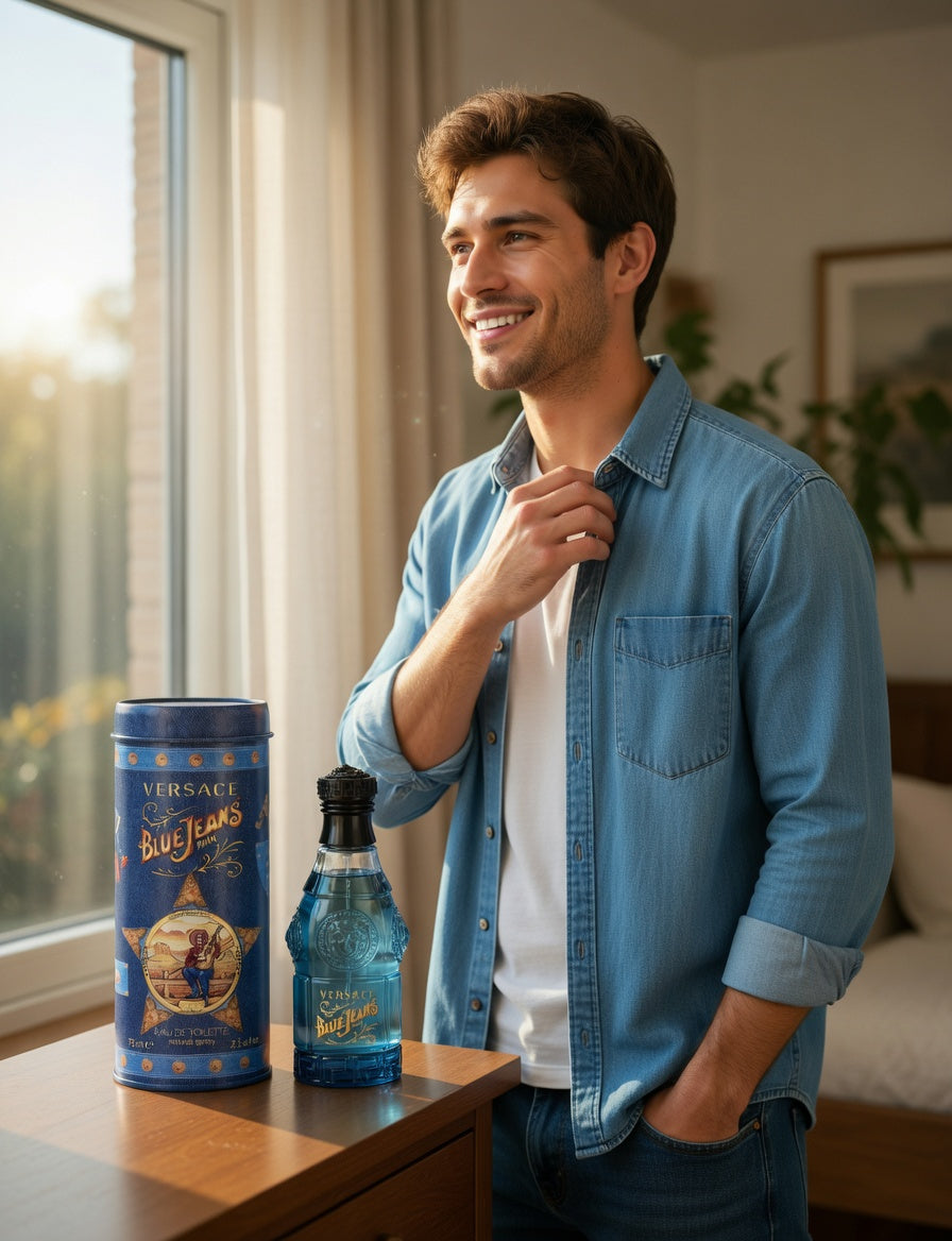 Set of 2 Versace Blue Jeans Eau de Toilette 75ml each for Men – Fresh Citrus Woody Fragrance, Long Lasting Classic Cologne Spray, Everyday Casual Scent The Beauty Store
