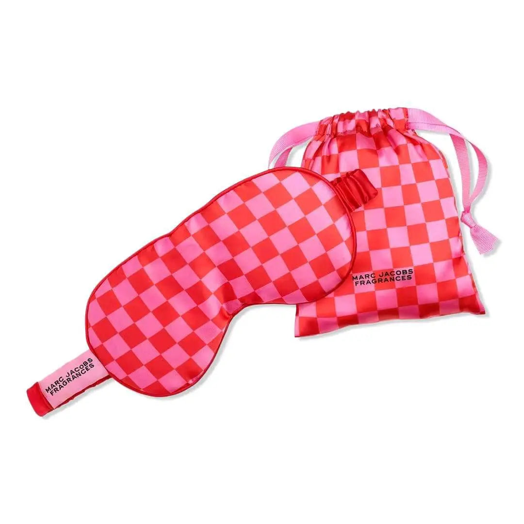 Marc Jacobs Pink & Red Checkerboard Eye Mask Perfect for a Great Nights Sleep Marc Jacobs
