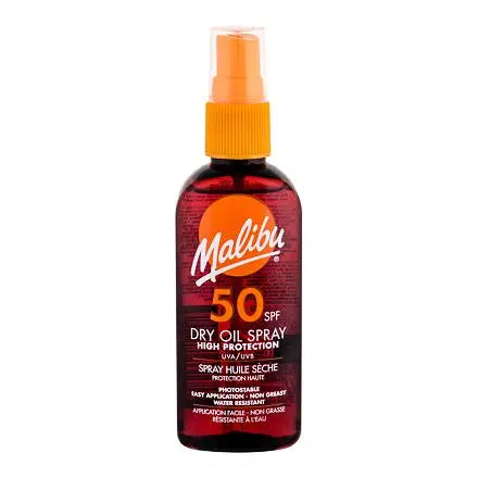 Malibu Spf 50 Dry Oil Spray High Protection Water Resistant 100ml - The Beauty Store