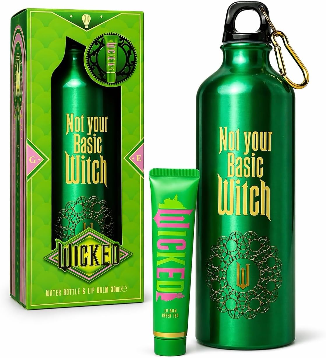 Wicked The Movie Not Your Basic Witch Water Bottle + Lip Balm 30ml Wicked The Movie