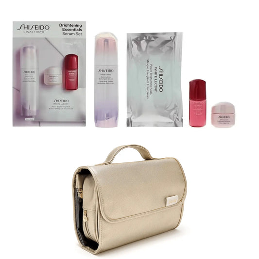 Shiseido Skincare Essentials 4-Piece Set with FREE Victoria Green Wash Bag - Serum 50ml, Gel Cream 15ml, Concentrate 10ml, Face Mask - Complete Hydrating Face Care Routine - Premium Skincare Gift Kit The Beauty Store