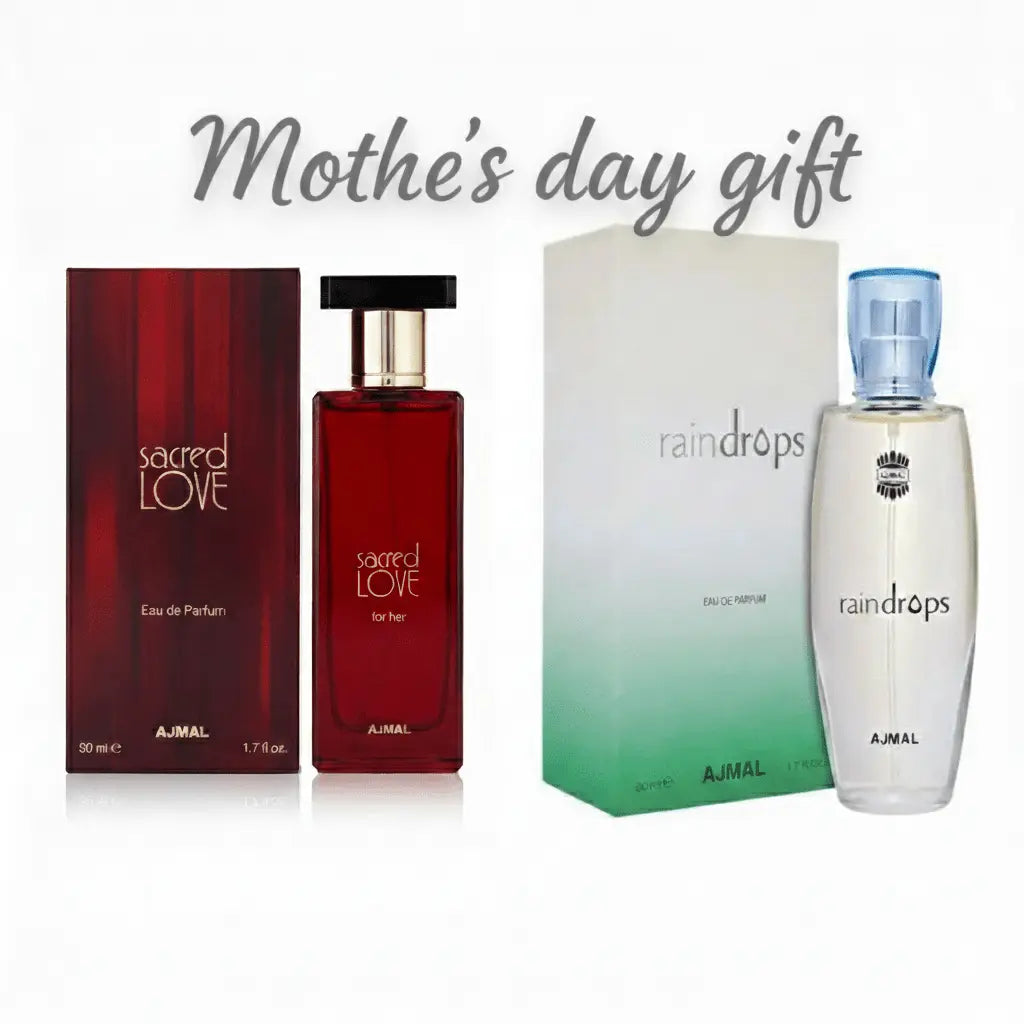 Ajmal Women’s Eau de Parfum Set of 2 – Raindrops 50ml & Sacred Love 50ml Mother’s Day Gift Set The Beauty Store