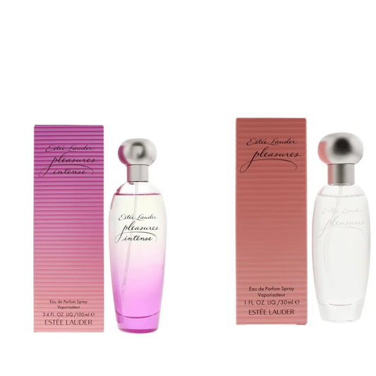 Estee Lauder Pleasures Intense Eau de Parfum 100ml & Estee Lauder Pleasures Eau de Parfum Spray 30ml Rich Intensely Floral & Fresh Clean Floral Feminine Fragrance Duo Gift Set | Full Size & Compact Luxury EDP Perfume Bundle The Beauty Store