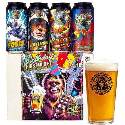 Birthday Thirst Aid Kit 4 x 440ml Craft Ale + 1 x Branded Glass + 4 x Beer Mats The Empire Beer Co.