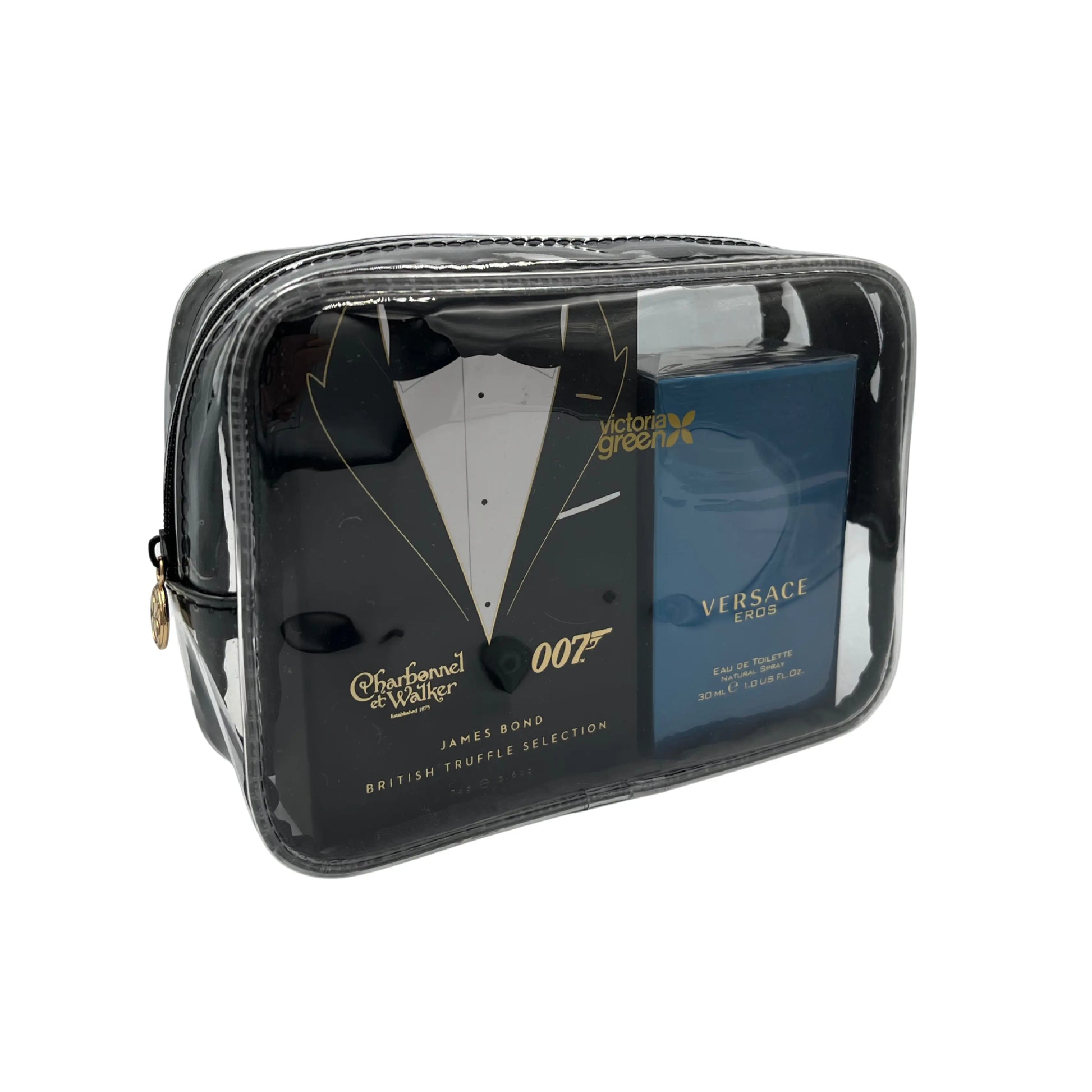 Small Clear Beauty Kit Case - Black Edge Victoria Green