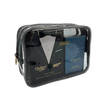 Small Clear Beauty Kit Case - Black Edge Victoria Green