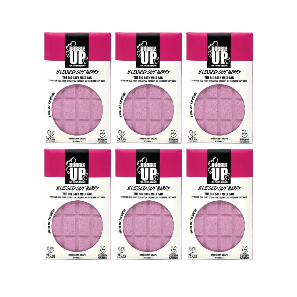 Bubble Up Bath Oil Melt Soap Bar 210g - Raspberry & Grape Pack of 6 Bubble Up