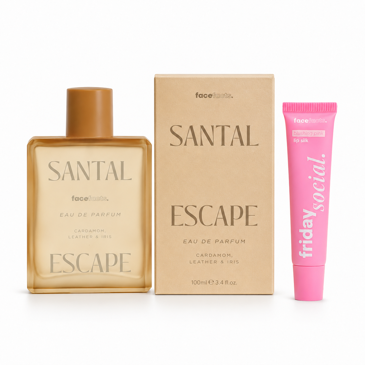 Face Facts Fragrance Lip Gloss Bundle Santal Escape 100ml + Lip Gloss Balm