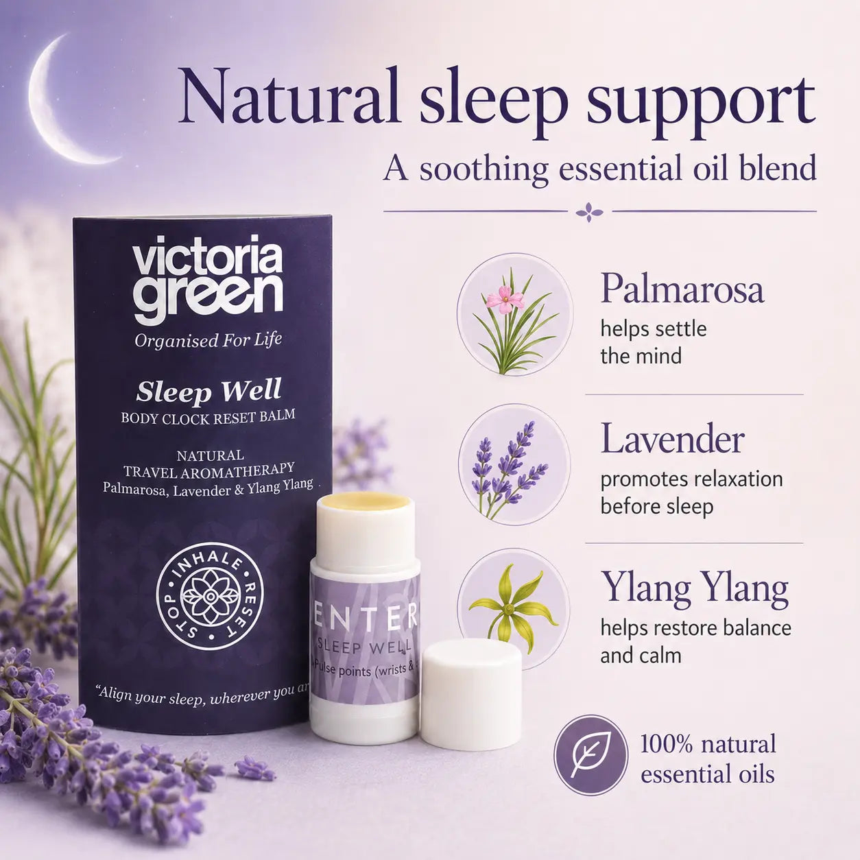 Sleep Well Body Clock Reset Balm Natural Travel Aromatherapy 1.5 g