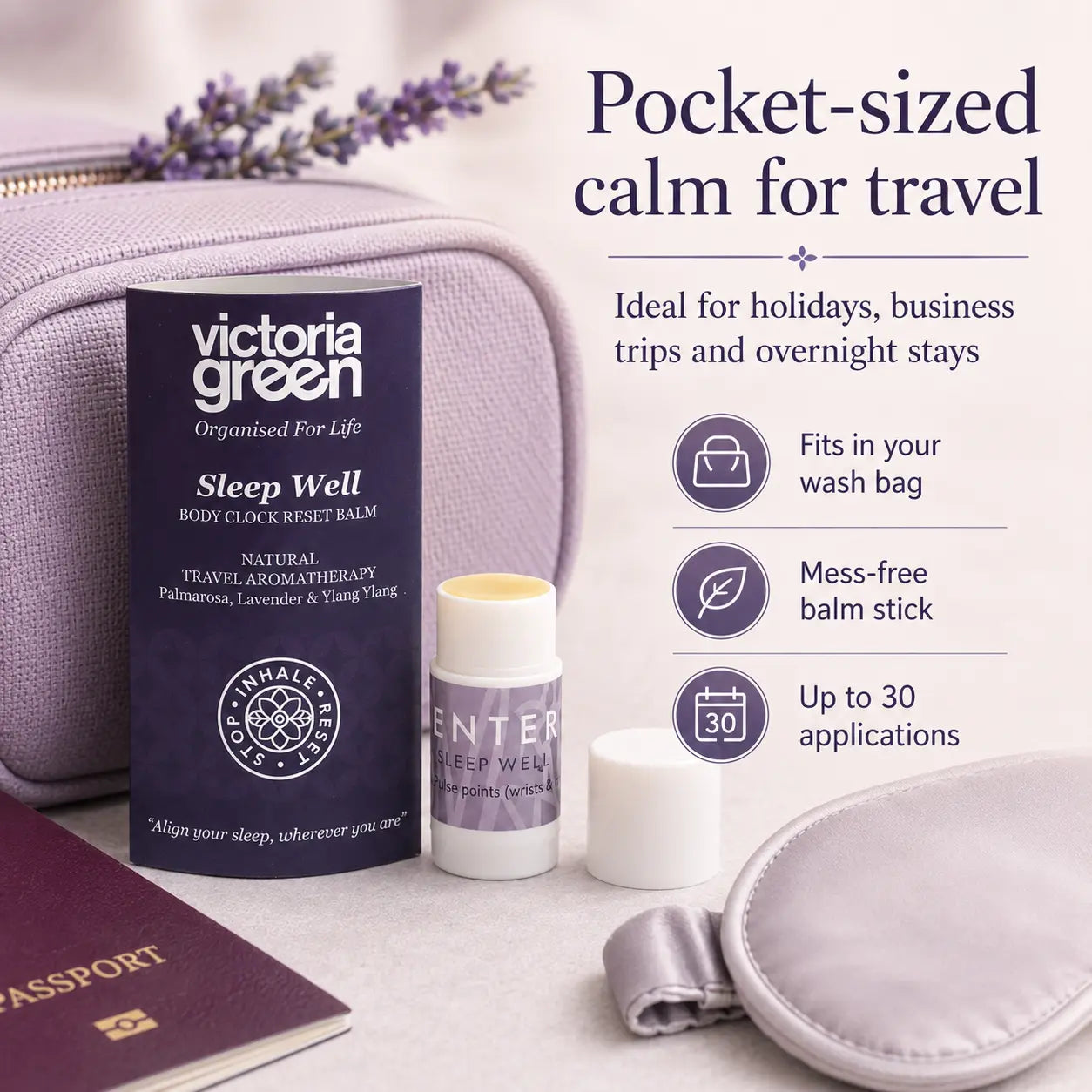 Sleep Well Body Clock Reset Balm Natural Travel Aromatherapy 1.5 g