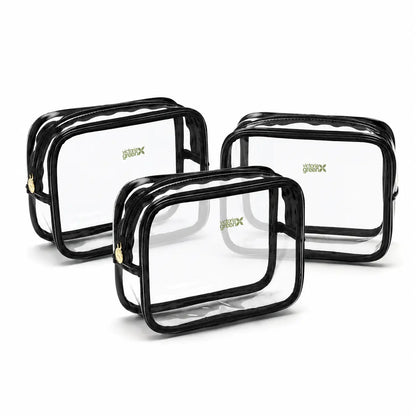 Victoria Green Small Clear Beauty Kit Case - Black Pack of 3