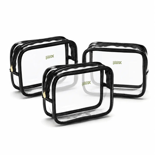 Victoria Green Small Clear Beauty Kit Case - Black Pack of 3