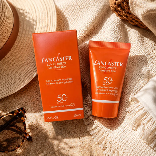 Lancaster Sun Control Sensitive Skin Oil-Free Lotion SPF 50+ 15ml Pack of 8