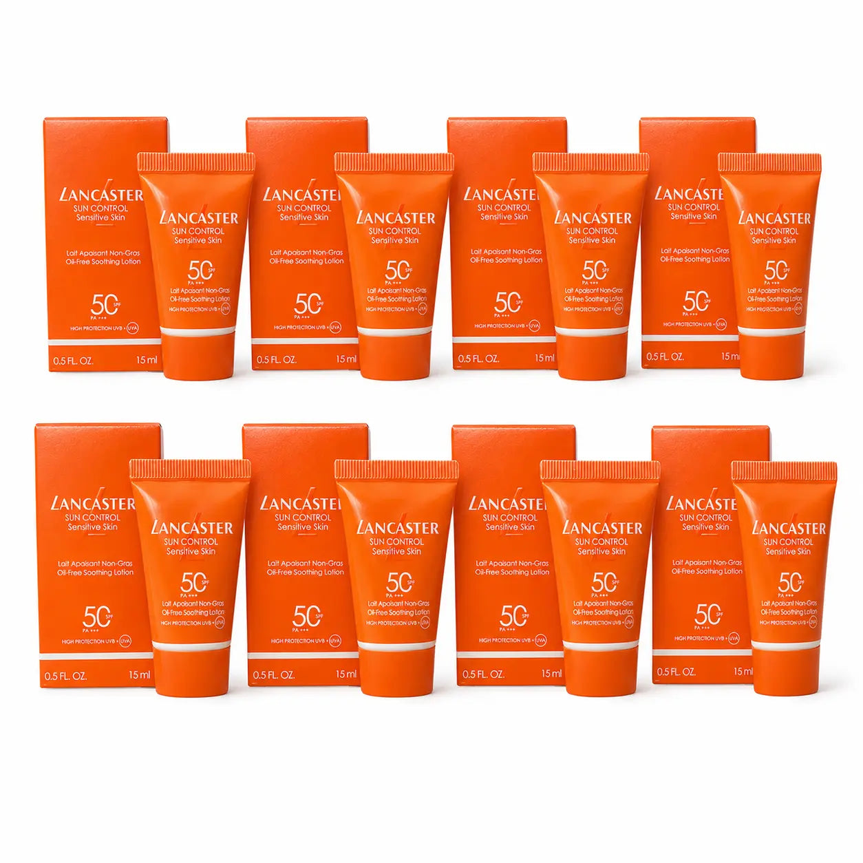 Lancaster Sun Control Sensitive Skin Oil-Free Lotion SPF 50+ 15ml Pack of 8