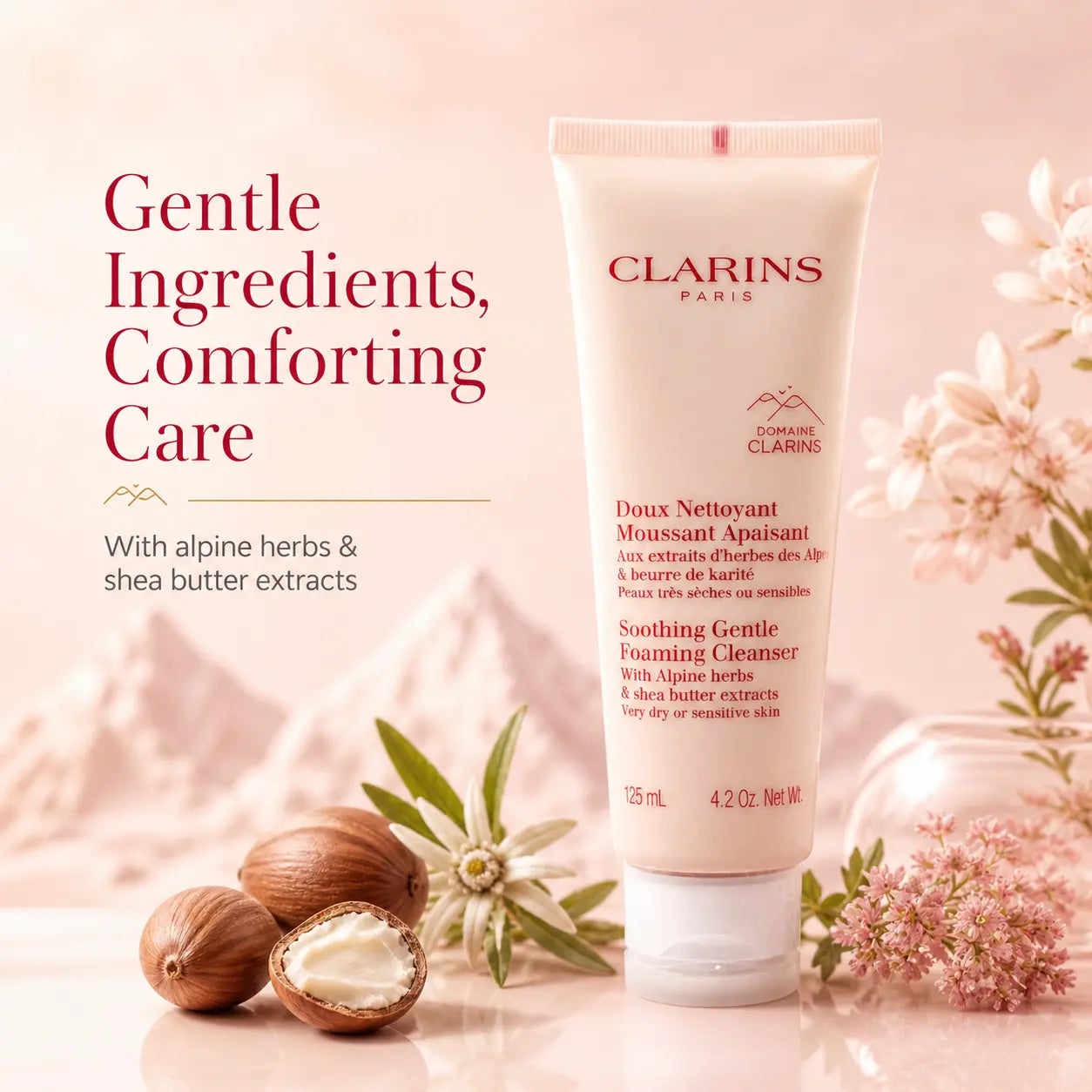 Clarins Soothing Gentle Foaming Cleanser with Alpine Herbs 125ml Very Dry or Sensitive Skin Clarins