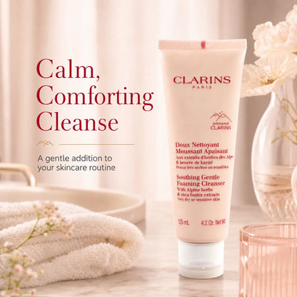Clarins Soothing Gentle Foaming Cleanser with Alpine Herbs 125ml Very Dry or Sensitive Skin Clarins