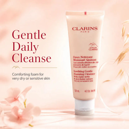 Clarins Soothing Gentle Foaming Cleanser with Alpine Herbs 125ml Very Dry or Sensitive Skin Clarins