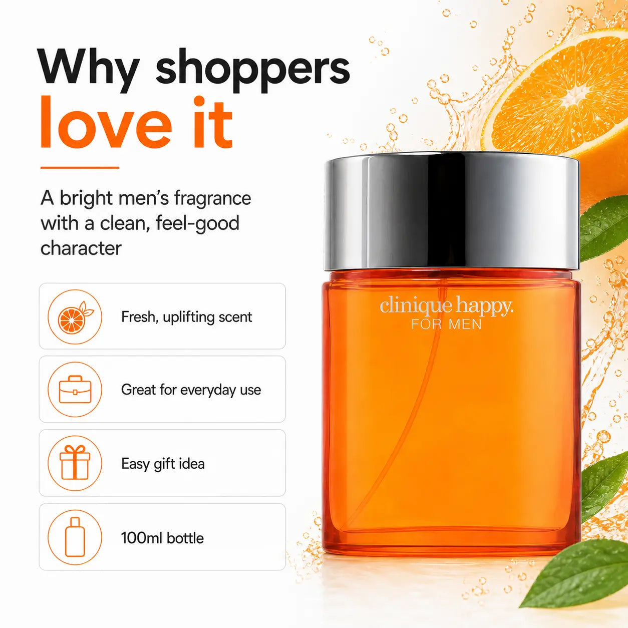 Clinique Happy for Men Cologne Spray Eau de Toilette Spray 100ml Clinique
