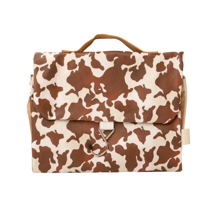 Cow Print Threefold Hanging Wash Bag & Small Makeup Bag Set