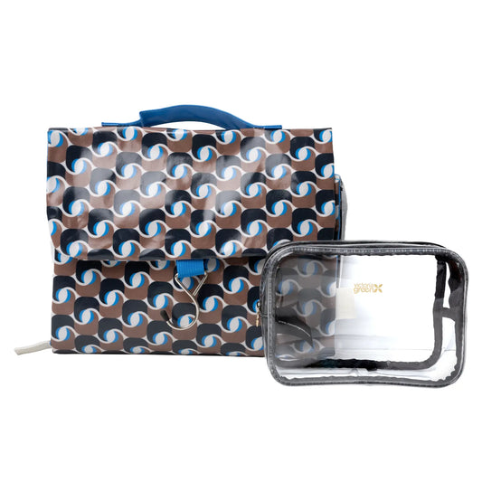 Geometra Azure Threefold Hanging Wash Bag and Beauty Kit Case Set Victoria Green