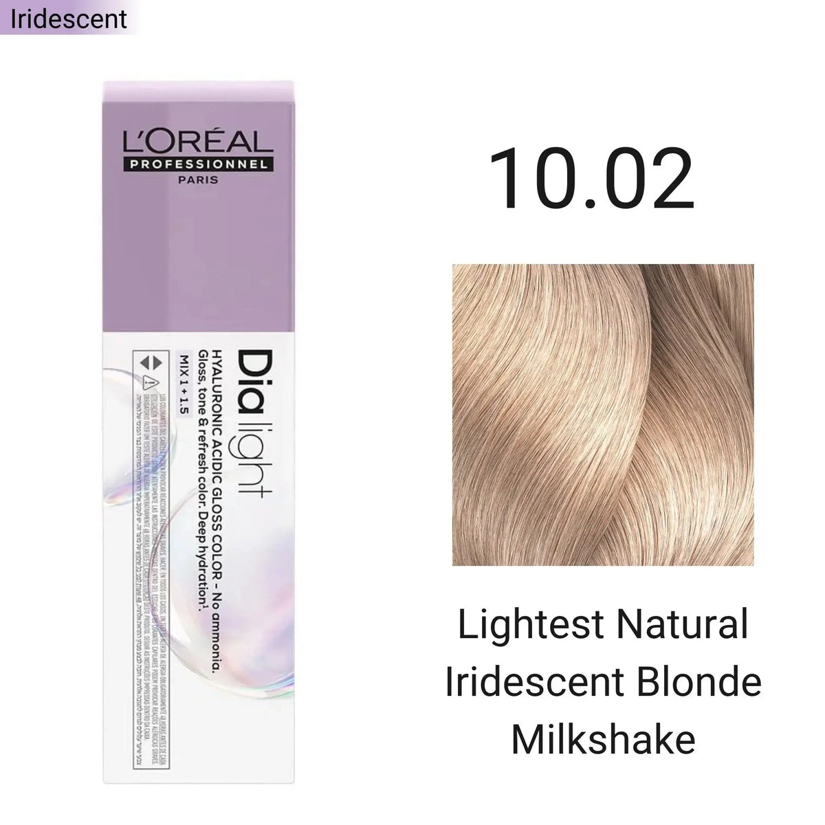 L'Oreal Dia Light Demi Permanent Hair Colour 50ml - 10.02 Lightest Natural Irridescent Blonde L'Oreal