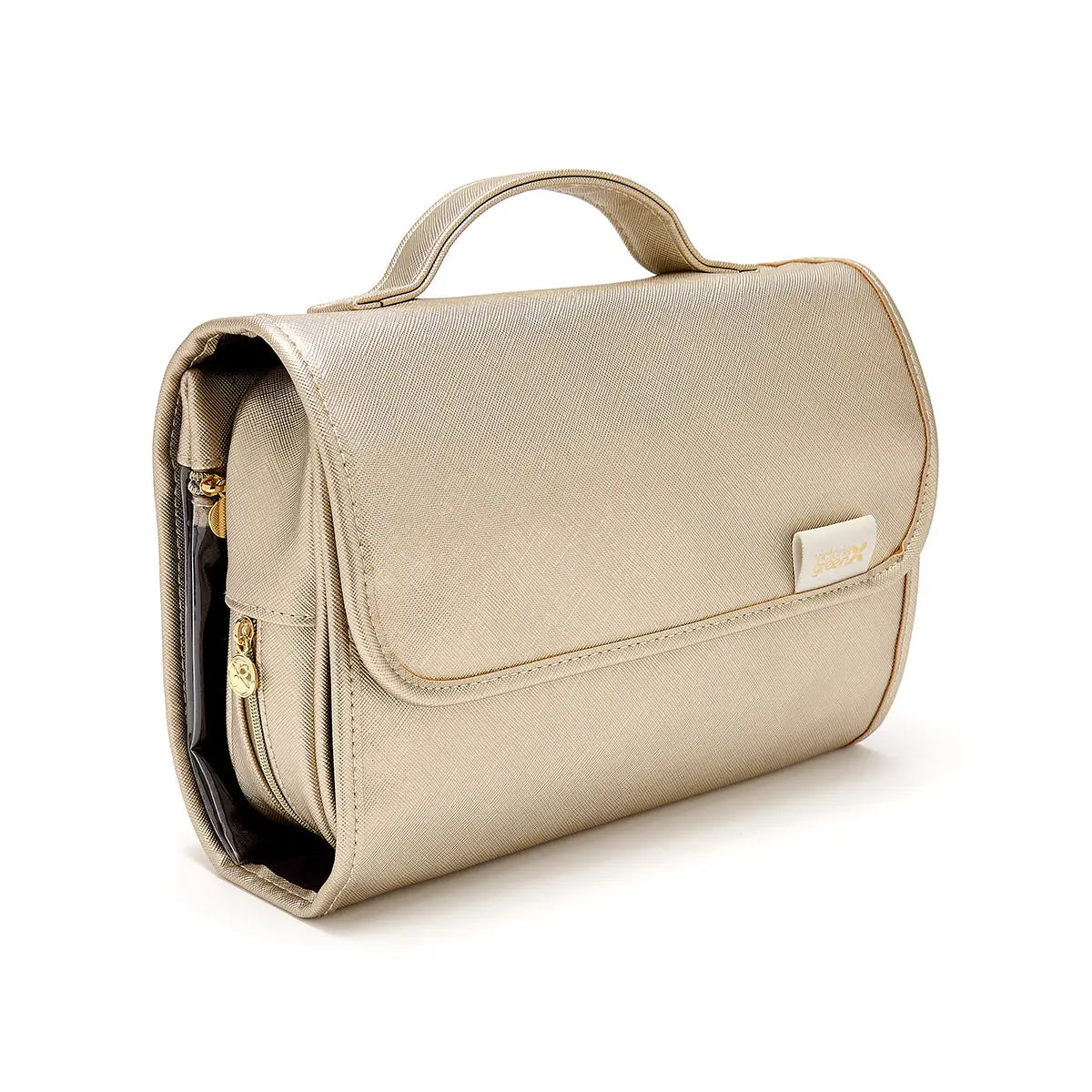 'Emma' 3 in 1 Hanging Wash Bag in Gold Victoria Green