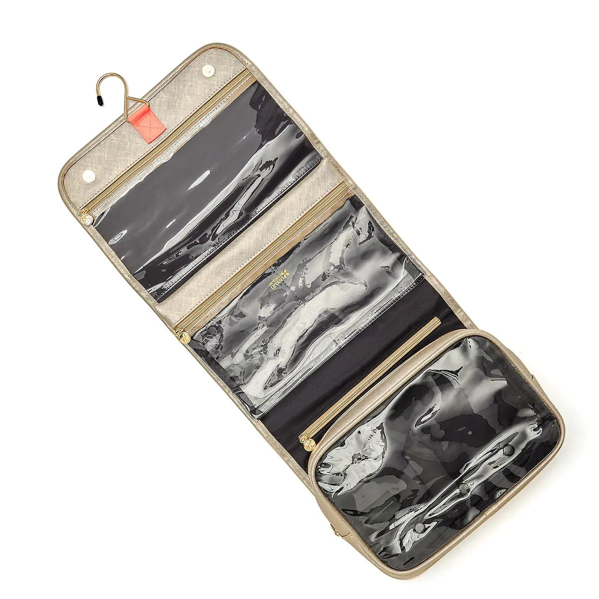 'Emma' 3 in 1 Hanging Wash Bag in Gold Victoria Green