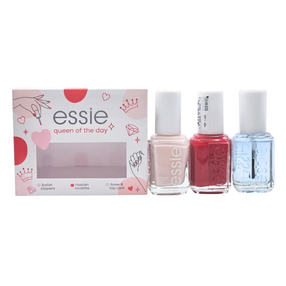 Essie Queen Of The Day Nail Polish Gift Set 2 x 13.5ml Nail Polish + Base Coat 13.5ml Essie