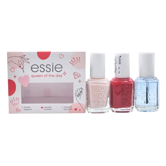 Essie Queen Of The Day Nail Polish Gift Set 2 x 13.5ml Nail Polish + Base Coat 13.5ml Essie