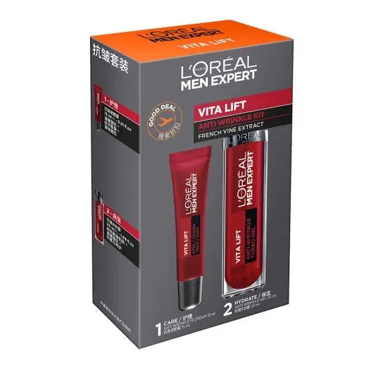 L'Oreal Paris Men Expert Duo Vitalift Anti-Wrinkle Gel 30Ml & Anti-Ageing Eye Cream 15Ml - The Beauty Store