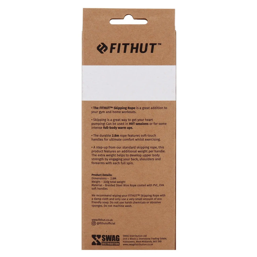 FITHUT Weighted Skipping Rope 2.8m - Black - The Beauty Store