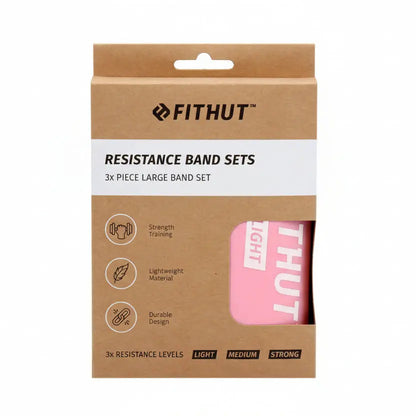 FitHut Resistance Loop Exercise Bands - Pink (Set of 3)