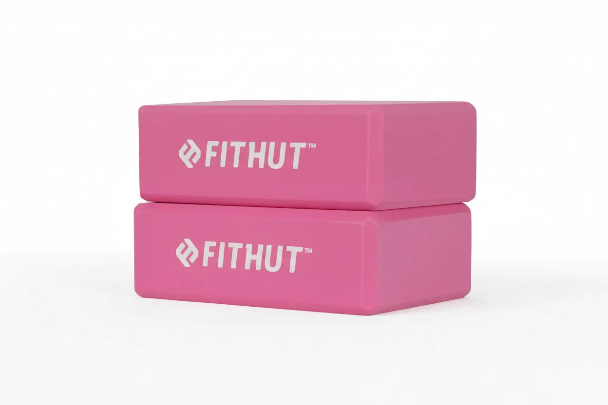 FitHut Yoga Pack: Twin Blocks & Strap - Pink