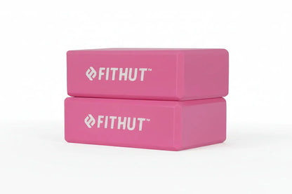 FitHut Yoga Pack: Twin Blocks & Strap - Pink